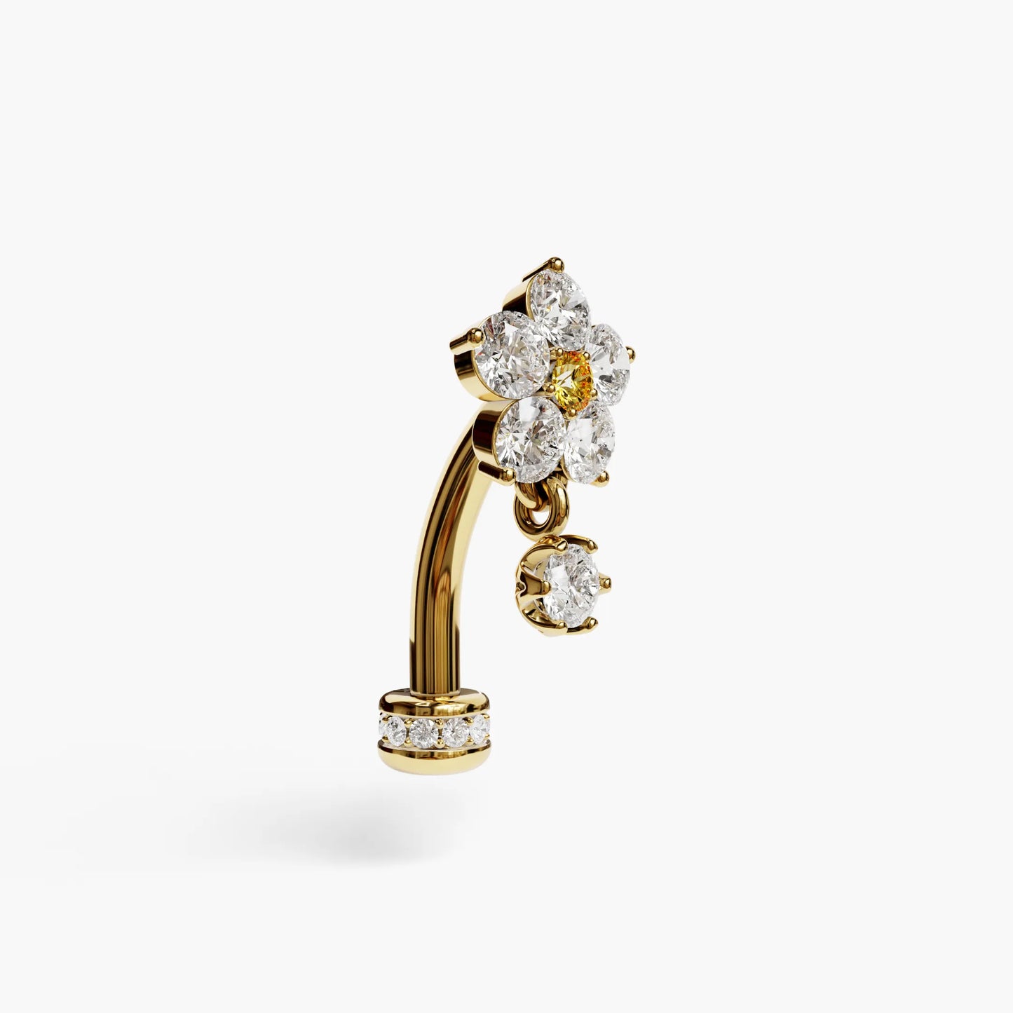 Sunflower Yellow Floating Moissanite Belly Ring