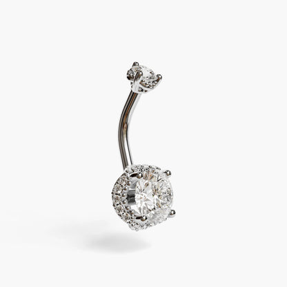 La Femme Orb Pavé 1.5 ct. Diamond Belly Ring White Gold