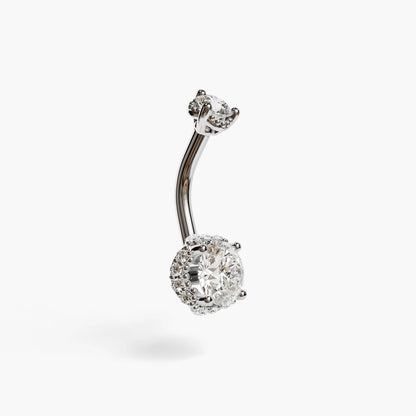 La Femme Orb Pavé 1.1 ct. Diamond Belly Ring White Gold