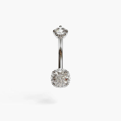 La Femme Orb Pave 0.8 ct. Diamond Belly Ring White Gold
