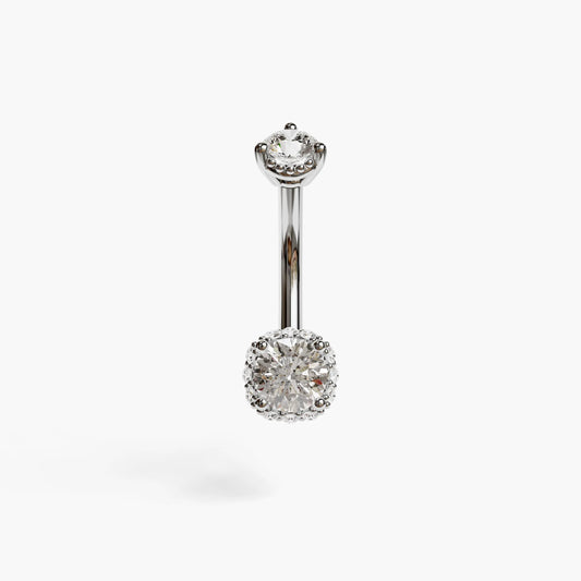 La Femme Orb Pave 0.8 ct. Diamond Belly Ring White Gold