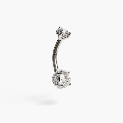 La Femme Orb Pave 0.8 ct. Diamond Belly Ring White Gold