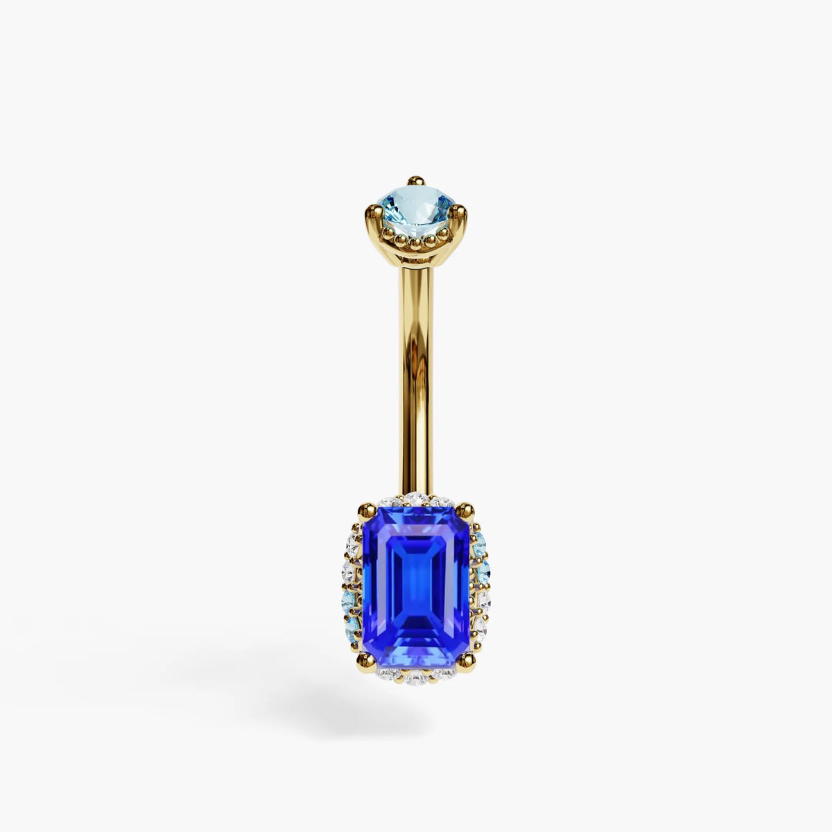 La Femme Emerald Cobalt Pavé 0.7 ct. Belly Ring, Yellow & Rose Gold
