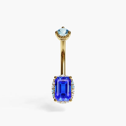 La Femme Emerald Cobalt Pavé 0.7 ct. Belly Ring, Yellow & Rose Gold