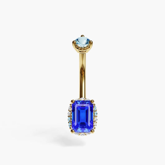 La Femme Emerald Cobalt Pavé 0.7 ct. Belly Ring, Yellow & Rose Gold
