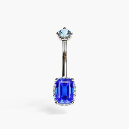 La Femme Emerald Cobalt Pavé 0.7 ct. Belly Ring, White Gold & Platinum