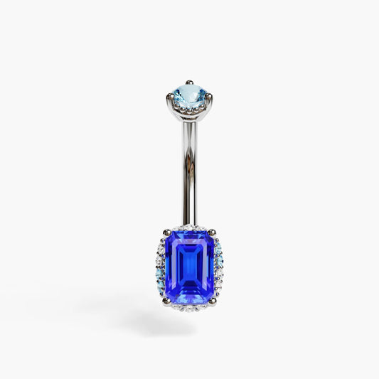 La Femme Emerald Cobalt Pavé 0.7 ct. Belly Ring, White Gold & Platinum