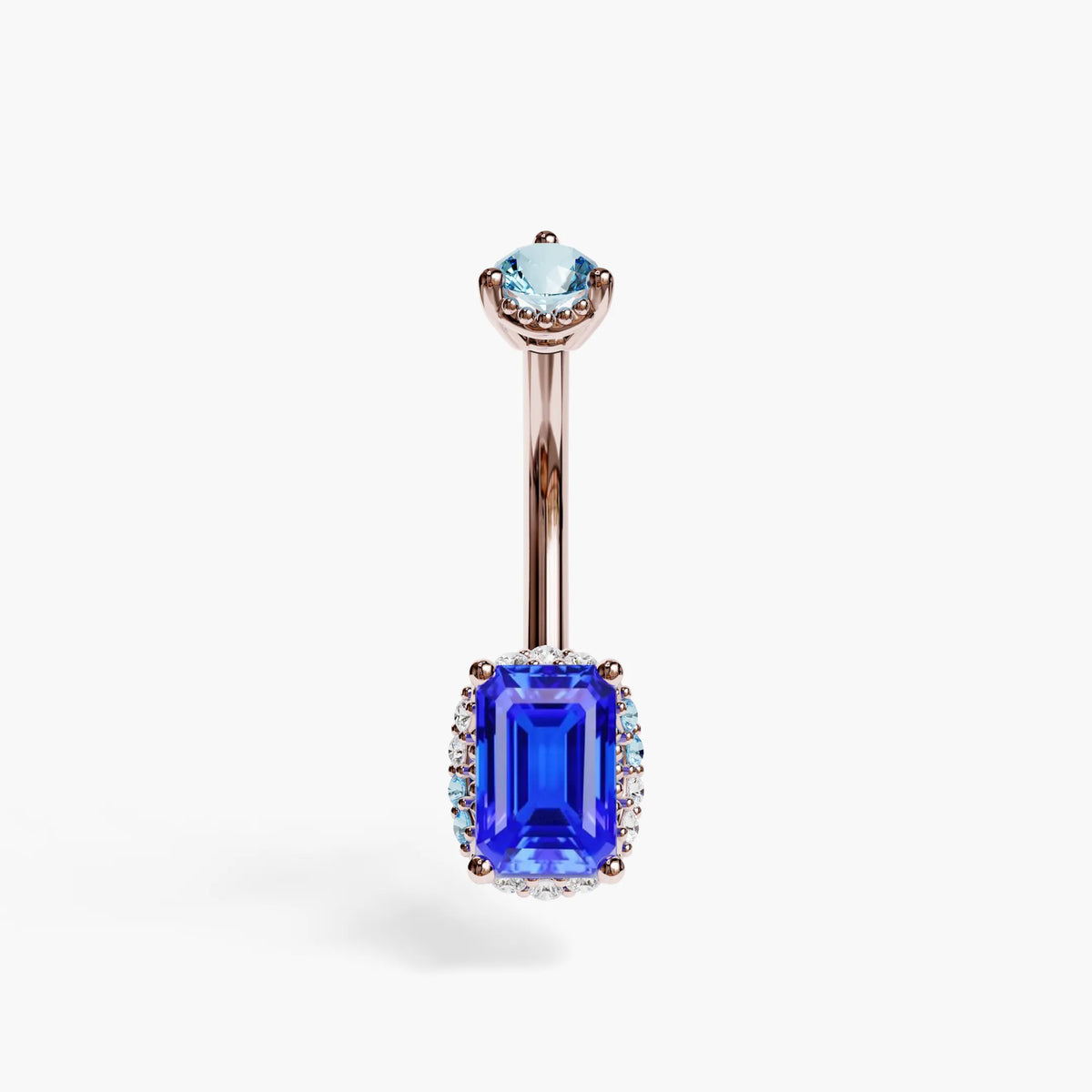 La Femme Emerald Cobalt Pavé 0.7 ct. Belly Ring, Yellow & Rose Gold