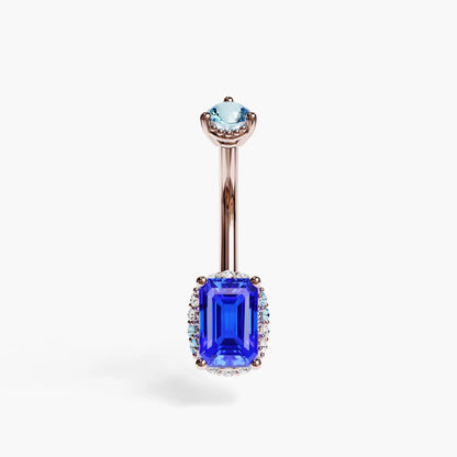 La Femme Emerald Cobalt Pavé 0.7 ct. Belly Ring, Yellow & Rose Gold