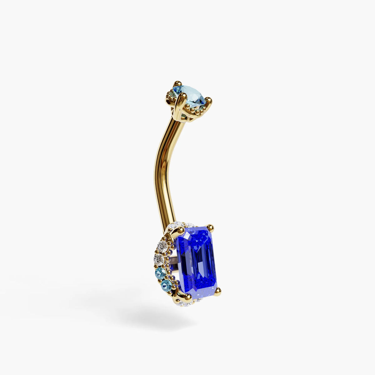 La Femme Emerald Cobalt Pavé 0.7 ct. Belly Ring, Yellow & Rose Gold