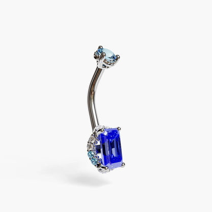 La Femme Emerald Cobalt Pavé 0.7 ct. Belly Ring, White Gold & Platinum