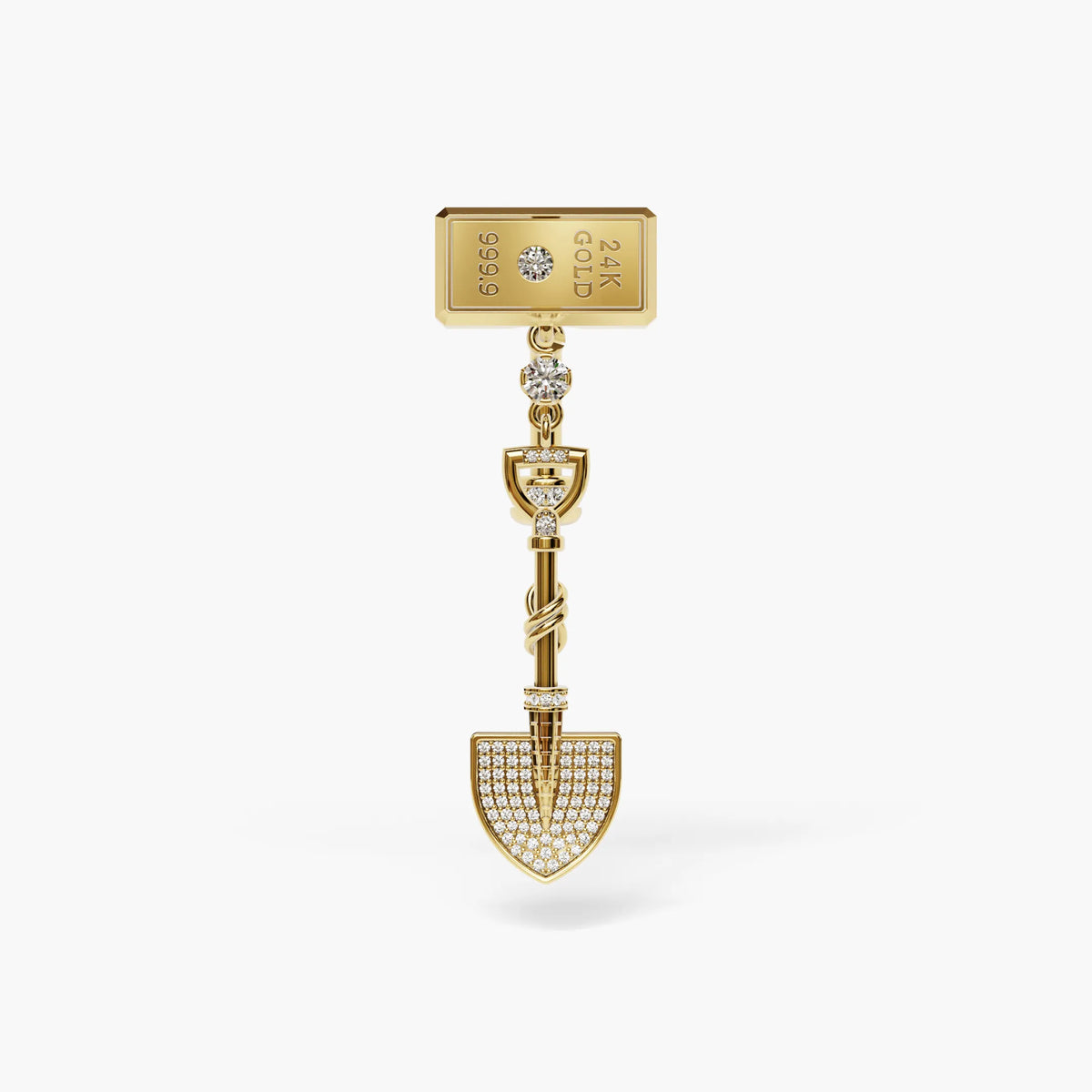 Gold Digger Lab Diamond Reverse Belly Ring, Yellow & Rose Gold