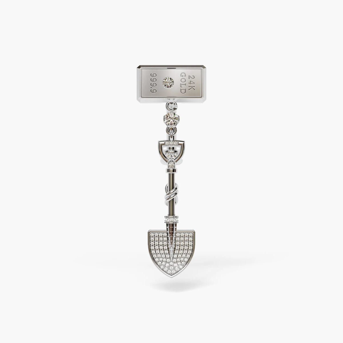 Gold Digger Lab Diamond Reverse Belly Ring, White Gold & Platinum
