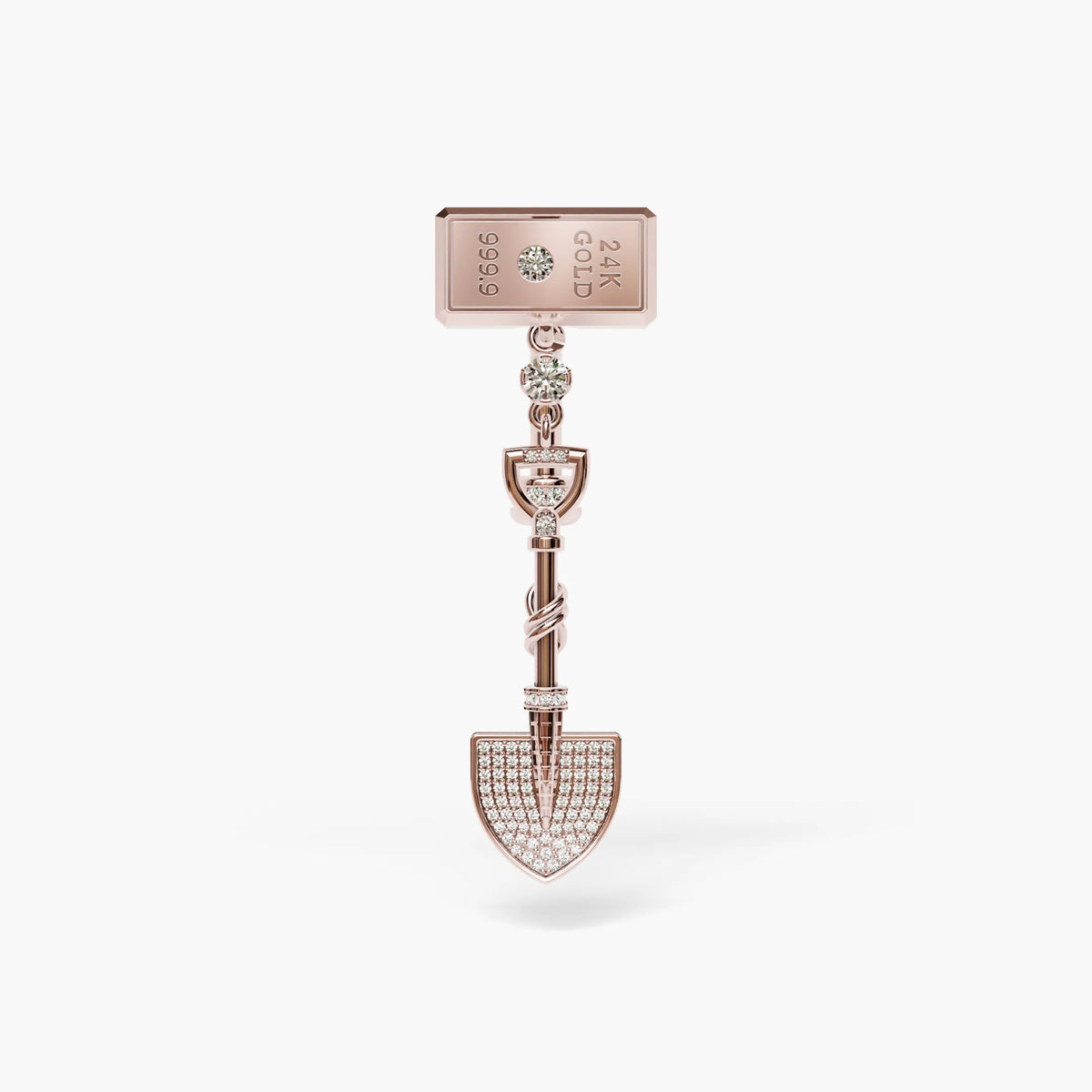Gold Digger Lab Diamond Reverse Belly Ring, Yellow & Rose Gold