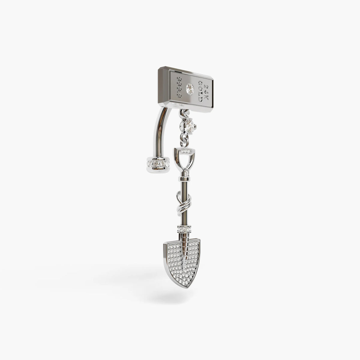 Gold Digger Lab Diamond Reverse Belly Ring, White Gold & Platinum