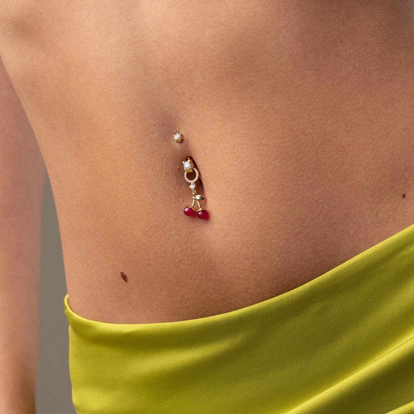 Cherry on Top Ruby Charm Yellow & Rose Gold