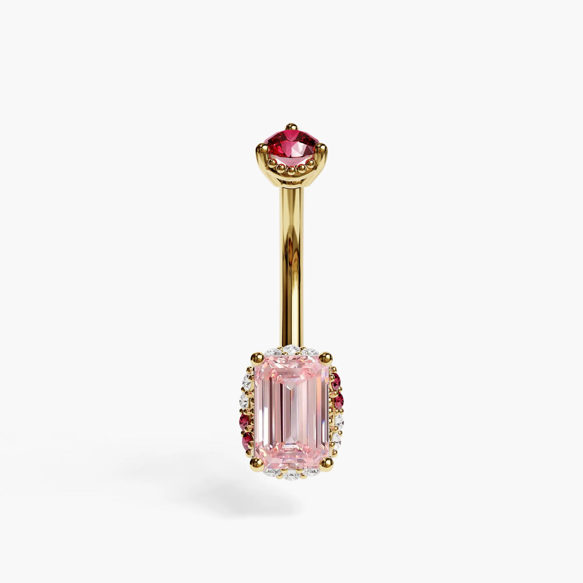 La Femme Emerald Blush Pavé 0.7 ct. Belly Ring, Yellow & Rose Gold