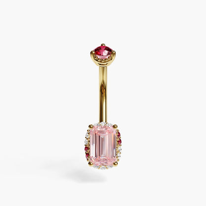 La Femme Emerald Blush Pavé 0.7 ct. Belly Ring, Yellow & Rose Gold