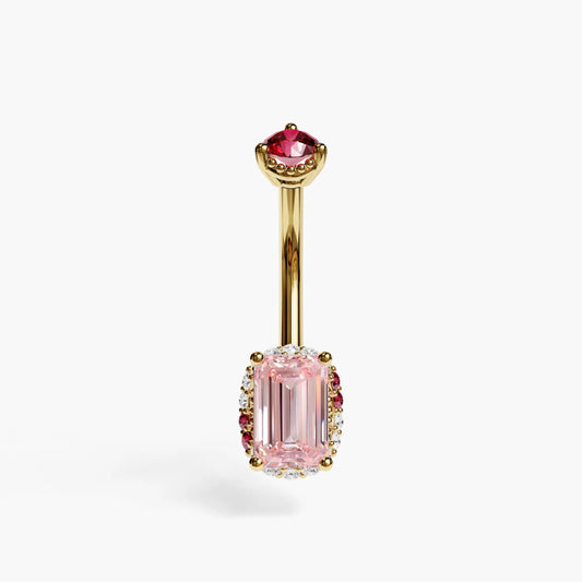 La Femme Emerald Blush Pavé 0.7 ct. Belly Ring, Yellow & Rose Gold