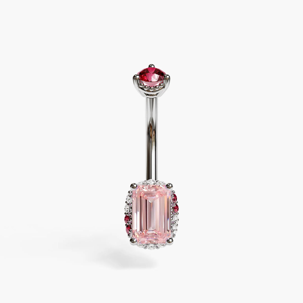 La Femme Emerald Blush Pavé 0.7 ct. Belly Ring, White Gold & Platinum