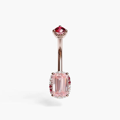 La Femme Emerald Blush Pavé 0.7 ct. Belly Ring, Yellow & Rose Gold