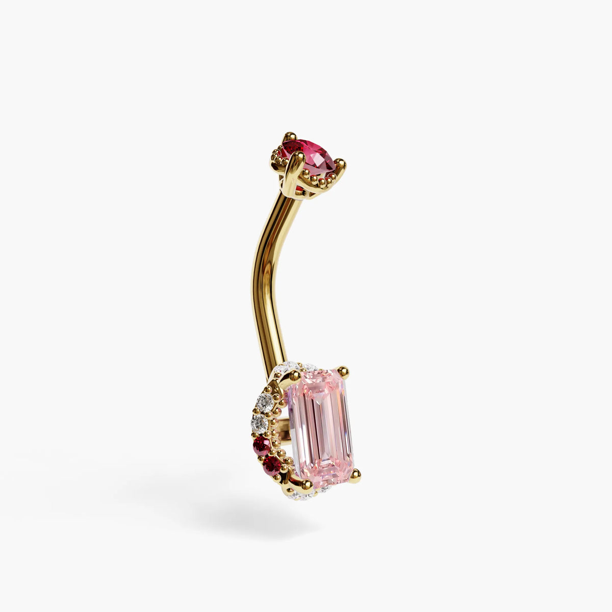La Femme Emerald Blush Pavé 0.7 ct. Belly Ring, Yellow & Rose Gold