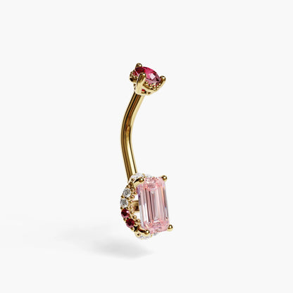 La Femme Emerald Blush Pavé 0.7 ct. Belly Ring, Yellow & Rose Gold