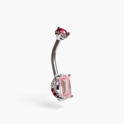 La Femme Emerald Blush Pavé 0.7 ct. Belly Ring, White Gold & Platinum