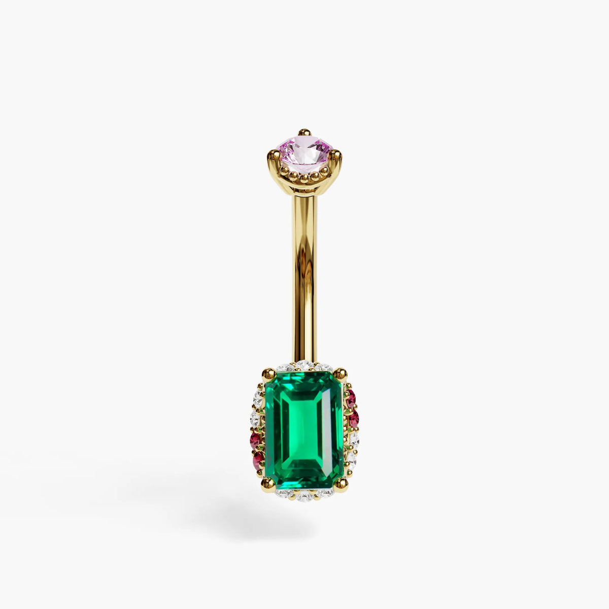La Femme Emerald Envy Pavé 0.7 ct. Belly Ring, Yellow & Rose Gold