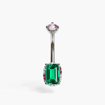 La Femme Emerald Envy Pavé 0.7 ct. Belly Ring, White Gold & Platinum