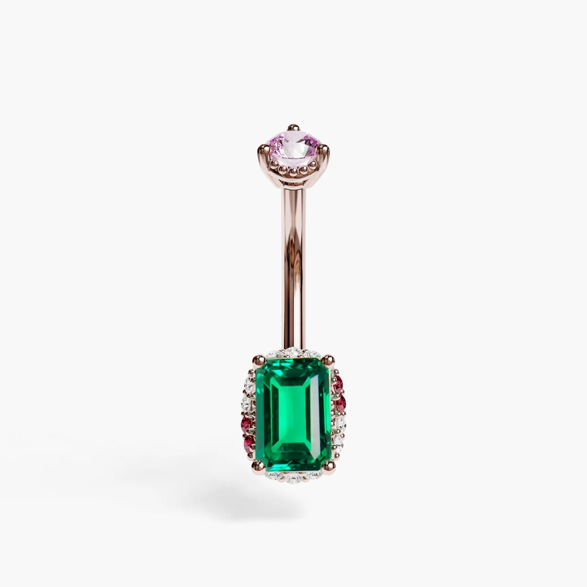 La Femme Emerald Envy Pavé 0.7 ct. Belly Ring, Yellow & Rose Gold