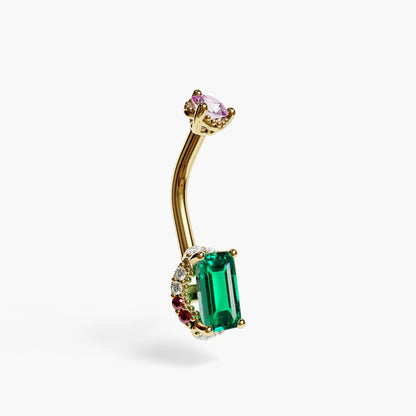 La Femme Emerald Envy Pavé 0.7 ct. Belly Ring, Yellow & Rose Gold