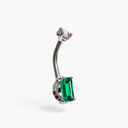 La Femme Emerald Envy Pavé 0.7 ct. Belly Ring, White Gold & Platinum