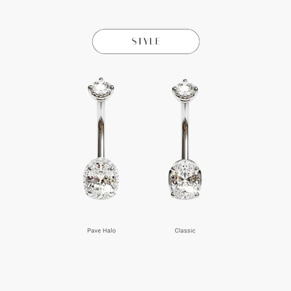 La Femme Oval Pavé 0.9 ct. Diamond Belly Ring White Gold