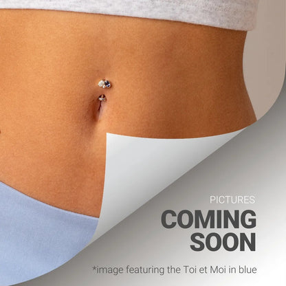 Toi et Moi Lemon Drop Moissanite Belly Ring White Gold