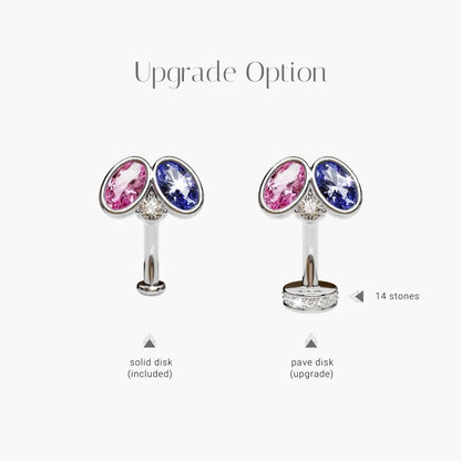 Toi et Moi Pink & Sapphire Moissanite Belly Ring White Gold