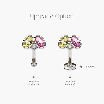 Toi et Moi Lemon & Pink Moissanite Belly Ring White Gold