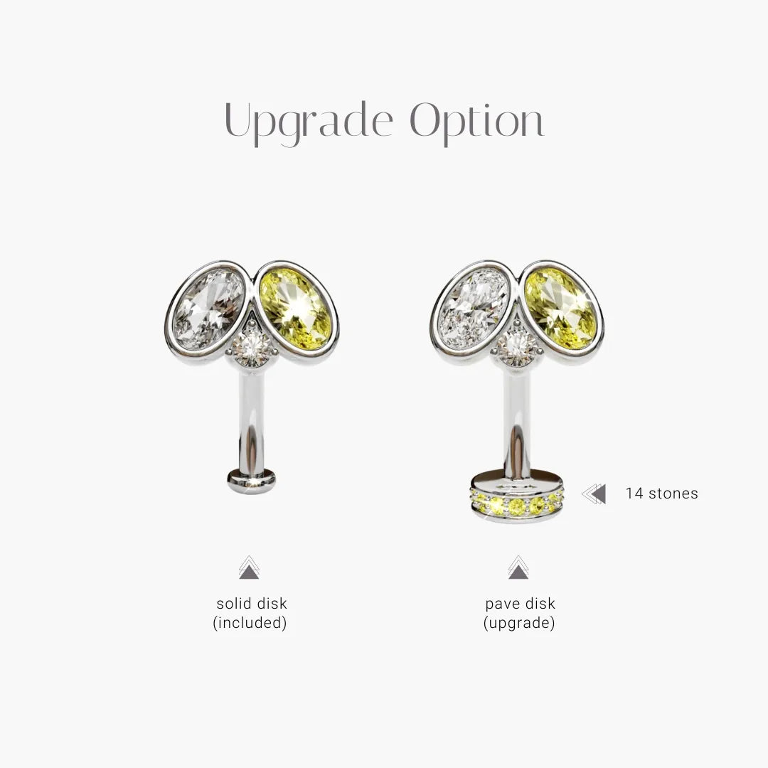 Toi et Moi Lemon Drop Moissanite Belly Ring White Gold