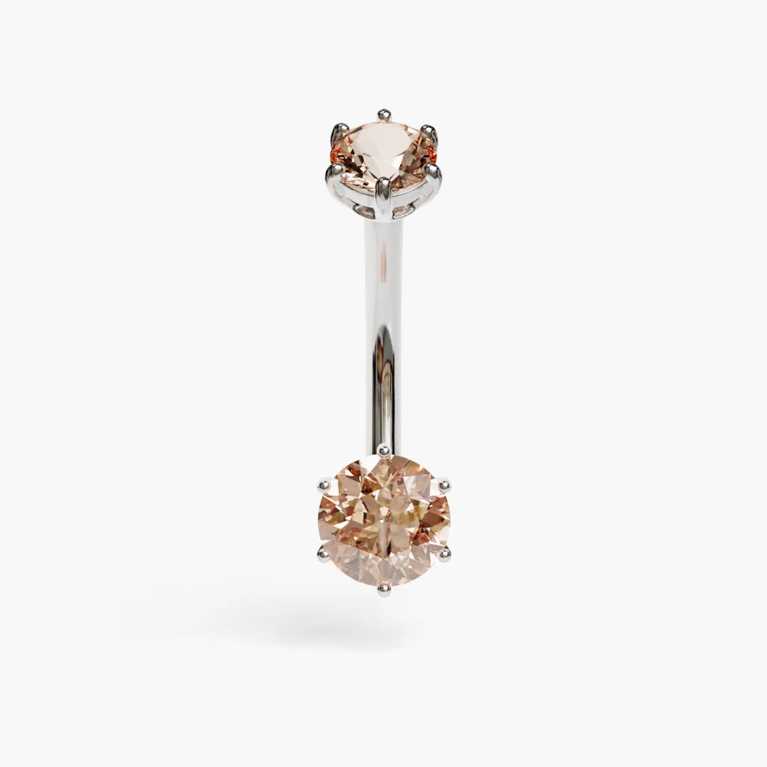 Champagne 0.8 ct. Moissanite Belly Ring White Gold