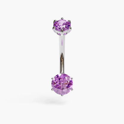 Orb 0.8 ct. Pink Lilac Moissanite Belly Ring White Gold
