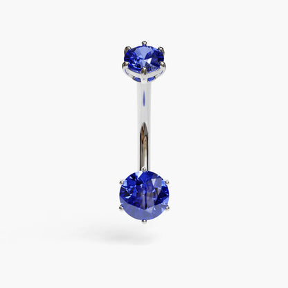 Orb 0.8 ct. Sapphire Blue Moissanite Belly Ring White Gold