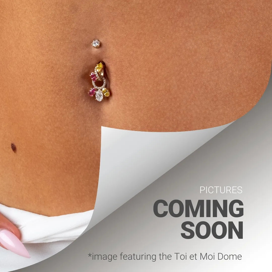 Toi et Moi Dome Moissanite Belly Ring White Gold