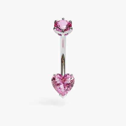 Pink Lady 1.0 ct. Heart Moissanite Belly Ring White Gold