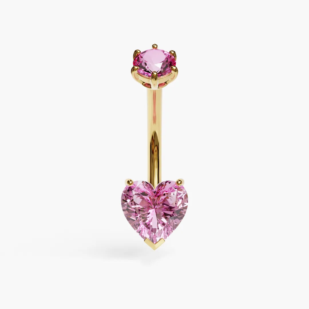 Pink Lady 1.5 ct. Heart Moissanite Belly Ring