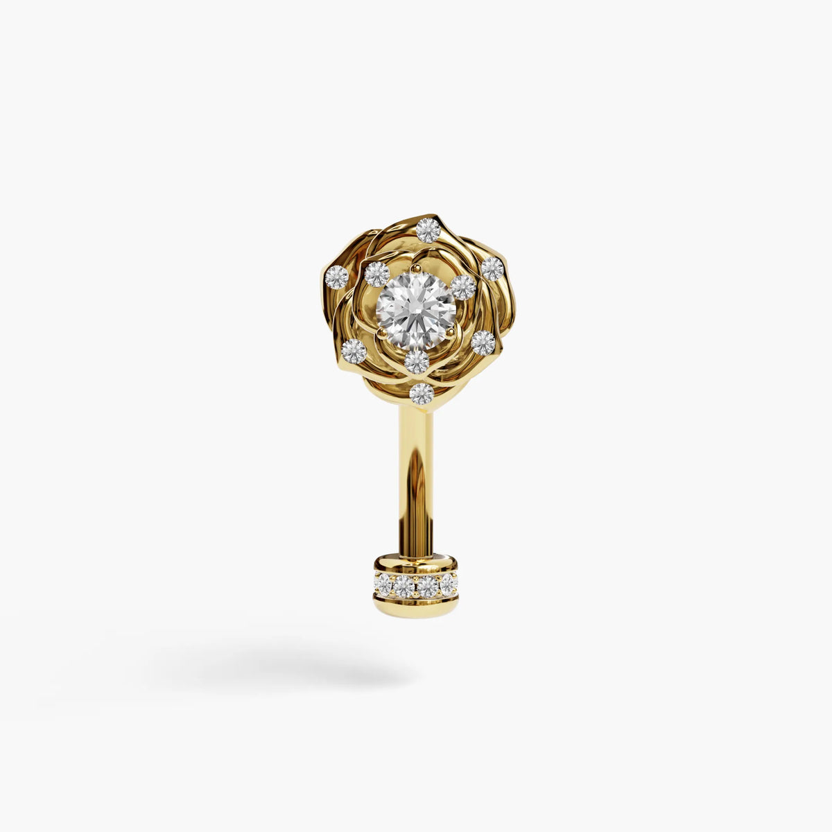 Eternal Rose Lab Diamond Reverse Belly Ring, Yellow & Rose Gold
