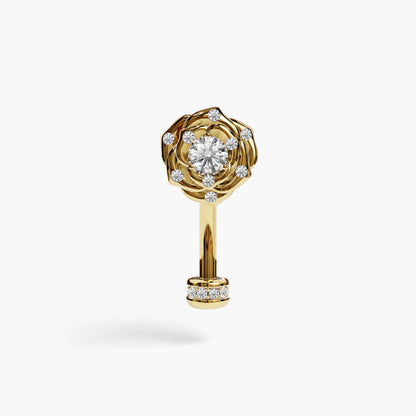 Eternal Rose Lab Diamond Reverse Belly Ring, Yellow & Rose Gold