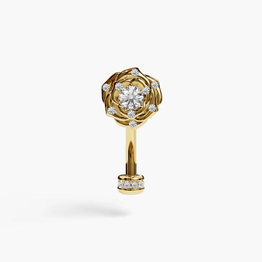 Eternal Rose Lab Diamond Reverse Belly Ring, Yellow & Rose Gold