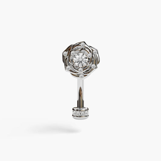Eternal Rose Lab Diamond Reverse Belly Ring, White Gold & Platinum