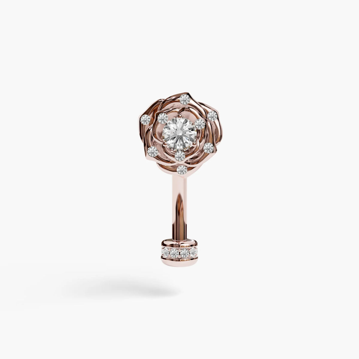 Eternal Rose Lab Diamond Reverse Belly Ring, Yellow & Rose Gold