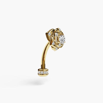 Eternal Rose Lab Diamond Reverse Belly Ring, Yellow & Rose Gold